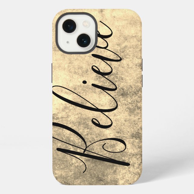 Gold Texture Believe iPhone Case (Back)