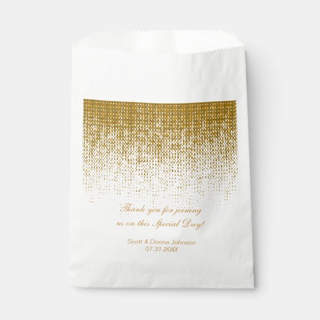 *Gold Texture Confetti Wedding Shower Favour Bag (Front)