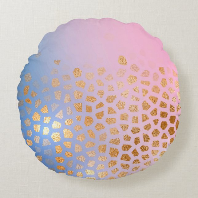 Gold texture: gradient abstract background round pillow (Front)