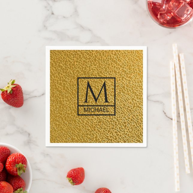 Gold Texture Napkins with Initial & Name (Insitu)