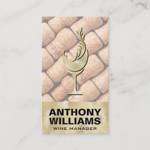 Gold Texture Wine Glass   Corks Business Card