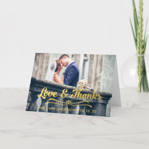 GOLD THANES   MARIAGE PHOTO CARTE DE REMERCIEMENTS