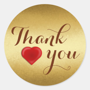 Gold, Thank You, Custom Classic Round Sticker