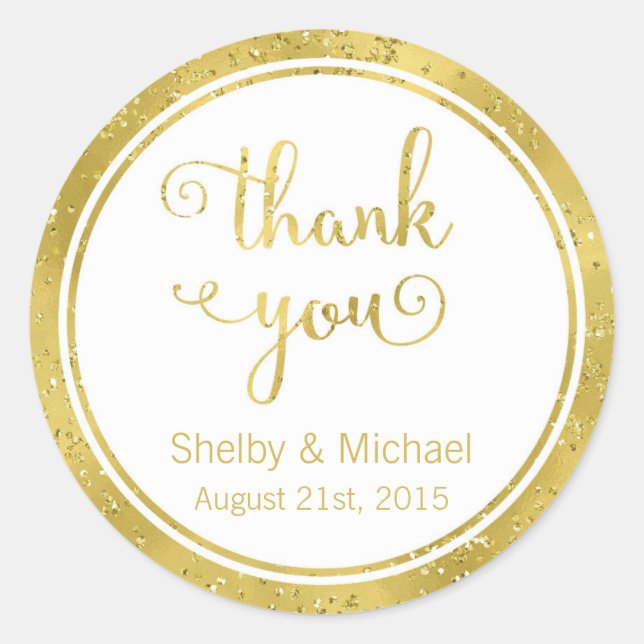 Gold Thank You Custom Text Personalized Sticker (Front)