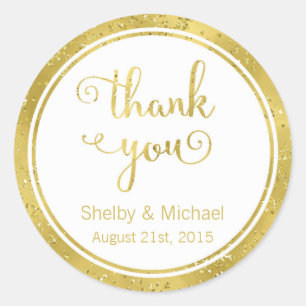 Gold Thank You Custom Text Personalized Sticker