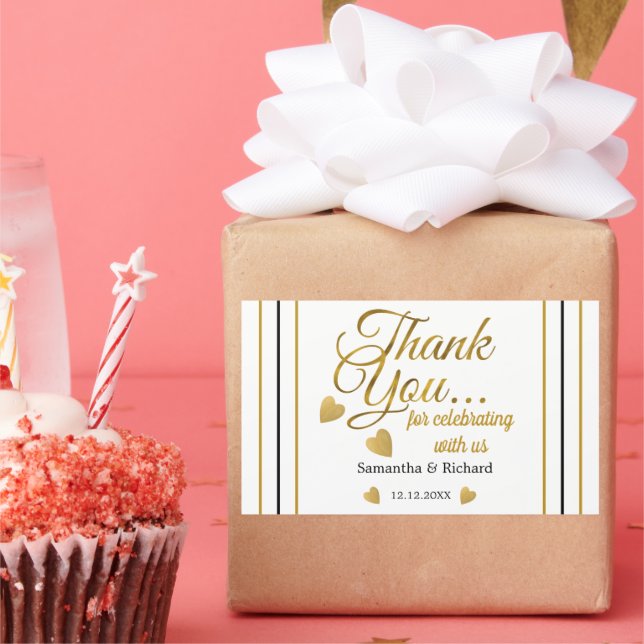 Gold Thank You For Celebrating With Us Wedding Sticker (Party)