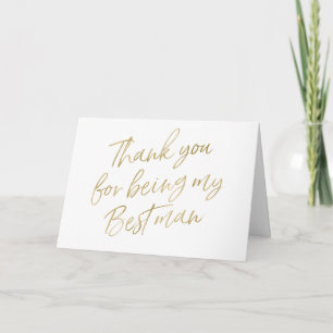 Gold "Thank you for my being best man" Thank You Card