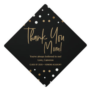 Gold Thank You Mom from Grad Class of 2020 Graduation Cap Topper