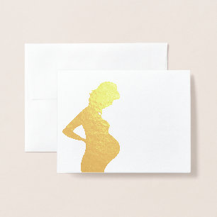 Gold Thank You Pregnant Woman Elegant Baby Bump Foil Card