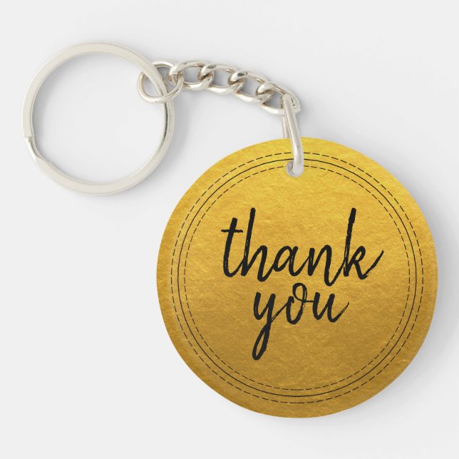 Gold Thank You Script Favour Keychain (Front)