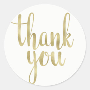 Gold thank you stickers, foil, round classic round sticker