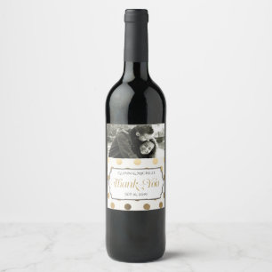Gold Thank You Typography Photo Custom Wedding Wine Label