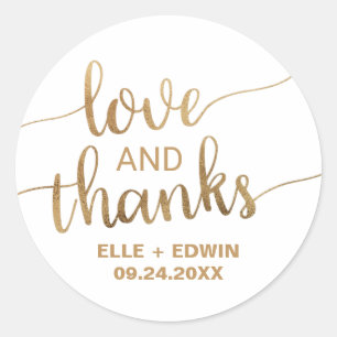Gold Thank You Wedding Classic Round Sticker