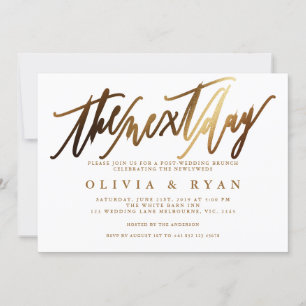 Gold the morning after post-wedding brunch invitation
