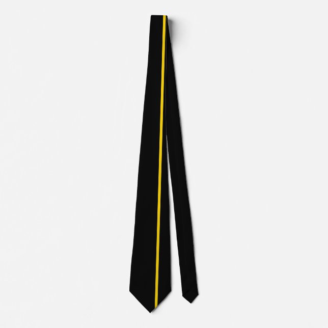 Gold Thin Vertical Line on Black Offset Right Tie (Front)