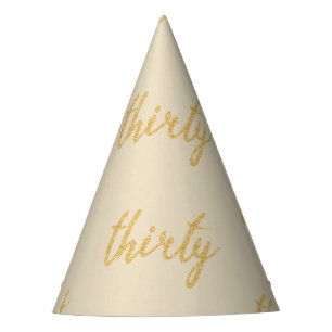 Gold "Thirty" 30 Birthday Party Glitter Party Hat
