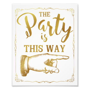 gold This way party wedding sign right arrow