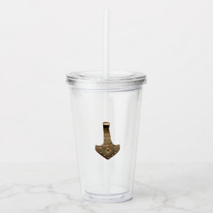 Gold Thor Hammer acrylic tumbler