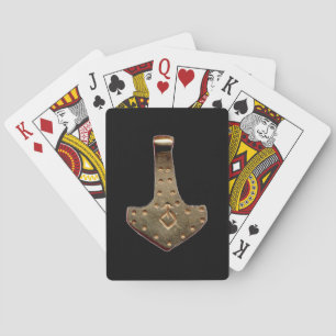 Gold Thor Hammer black Poker playing cards