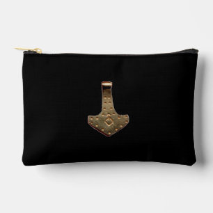Gold Thor Hammer black pouch