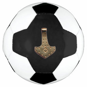 Gold Thor Hammer black soccer ball