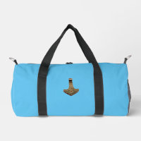 Gold Thor Hammer blue duffel bag