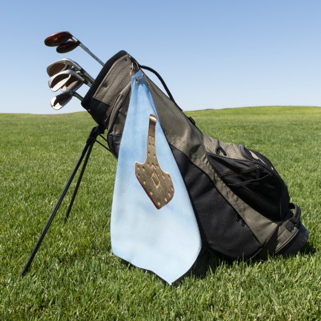 Gold Thor Hammer clouds golf towel (Green)