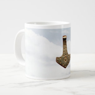 Gold Thor Hammer clouds jumbo mug