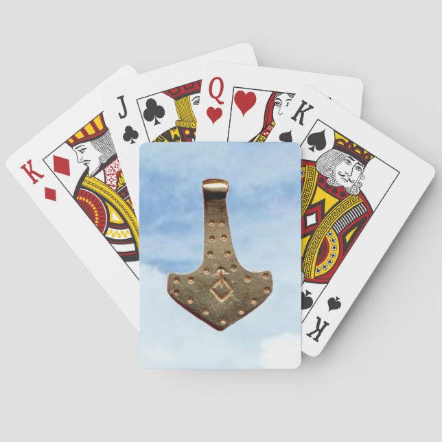 Gold Thor Hammer clouds Poker playing cards (Back)
