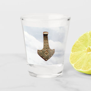 Gold Thor Hammer clouds shot glass