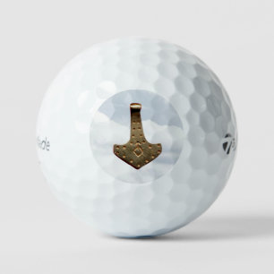 Gold Thor Hammer clouds Taylor Made golf balls 12