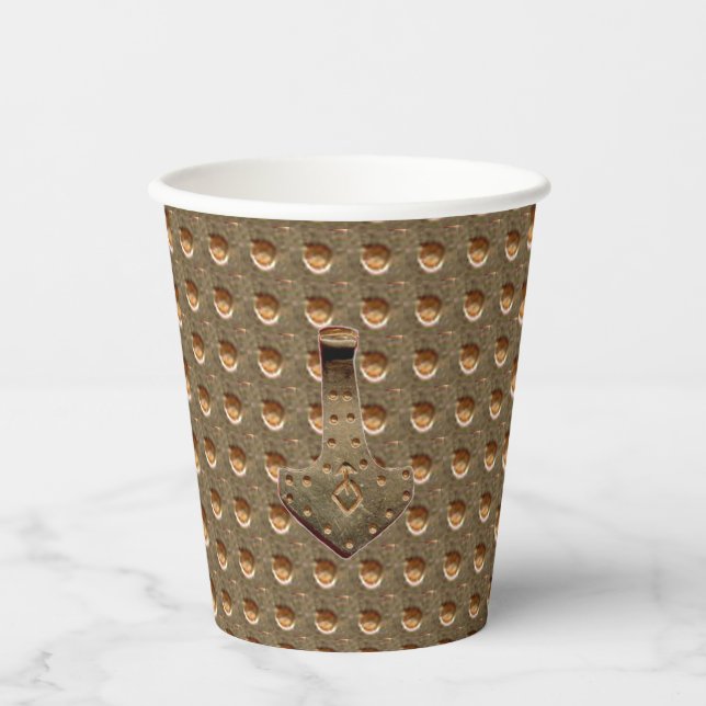 Gold Thor Hammer gold indent paper cups (Front)