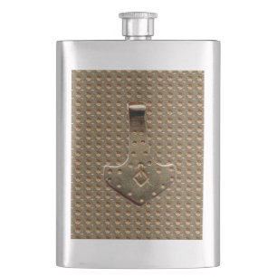 Gold Thor Hammer Gold Indent stainless steel flask