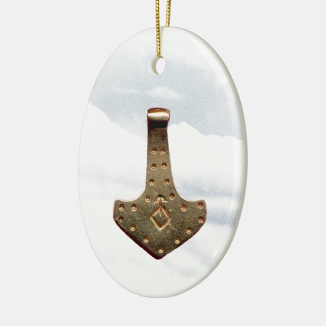 Gold Thor Hammer talisman ornament (Left)