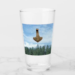 Gold Thor Hammer trees Collins glass tumbler