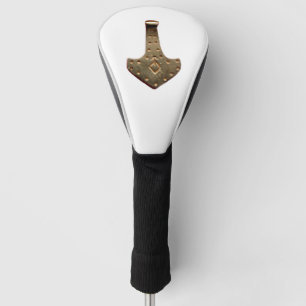 Gold Thor Hammer white golf club driver cover