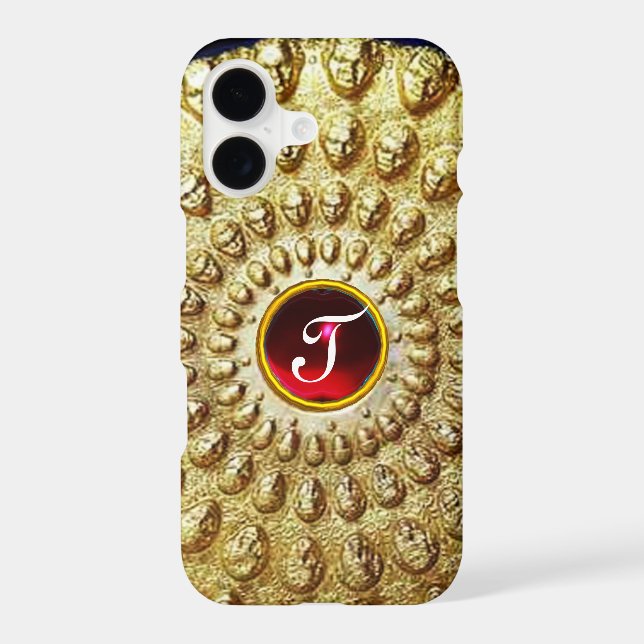 GOLD THRACIAN DISC MONOGRAM  Red Ruby  Gem (Back)