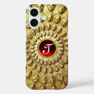 GOLD THRACIAN DISC MONOGRAM  Red Ruby  Gem iPhone 16 Case