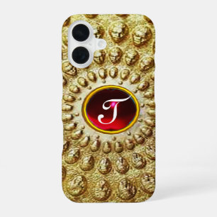 GOLD THRACIAN DISC MONOGRAM Red Ruby Gem iPhone 16 Case