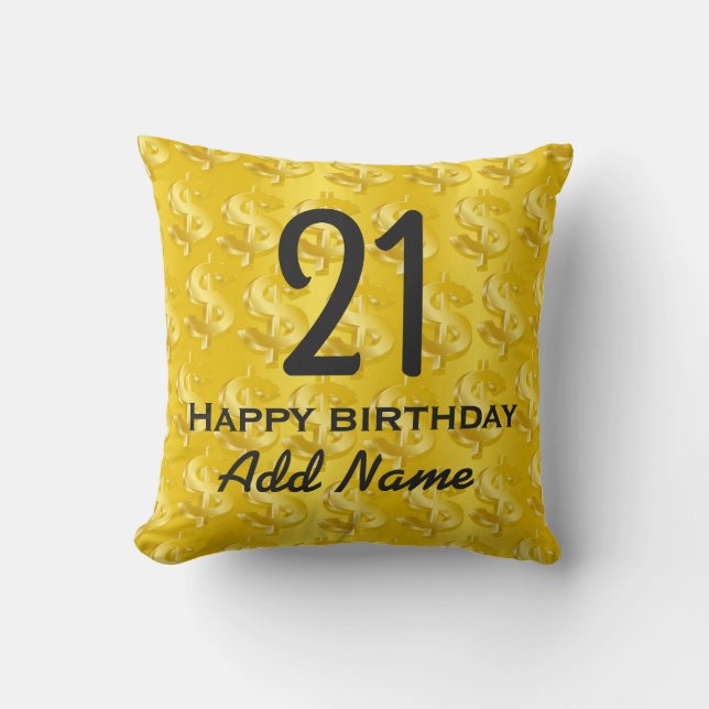 $ Gold $ Throw Pillow (Front)