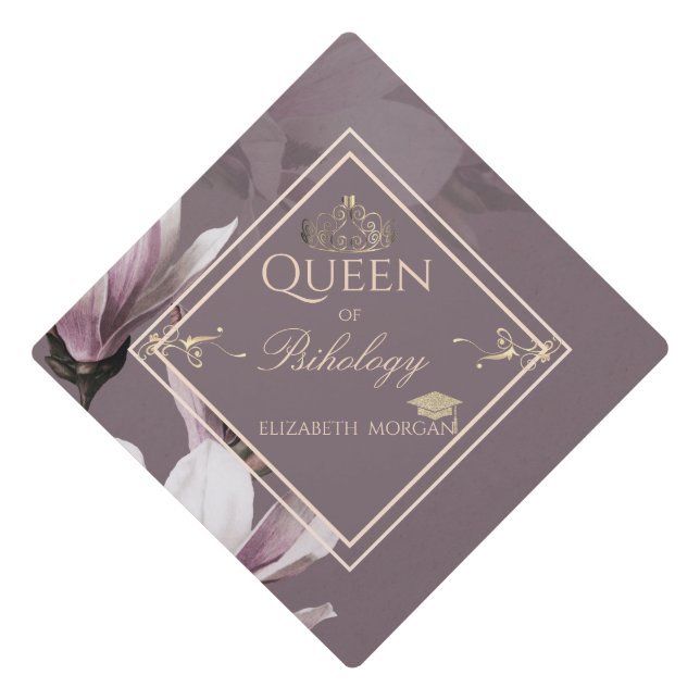  Gold Tiara Glitter  Graduation Cap Magnolia (Front)