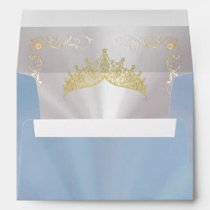 Gold Tiara & Vintage Border -Pastel Blue Envelope