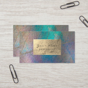 Gold Tiffany Ocean Tropic Foil Botanical Delicate Business Card