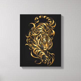 Gold Tiger Art Wrapped Canvas