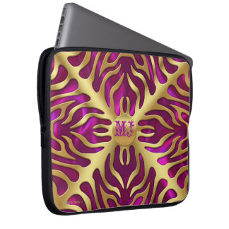 Gold Tiger Magenta Satin Lush Laptop Sleeve
