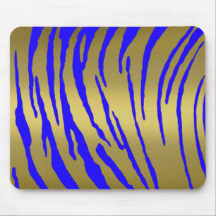 Gold Tiger Stripes Blue Mouse Pad