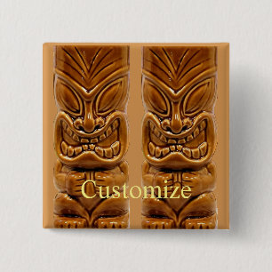 Gold Tiki Sculpture Thunder_Cove 2 Inch Square Button