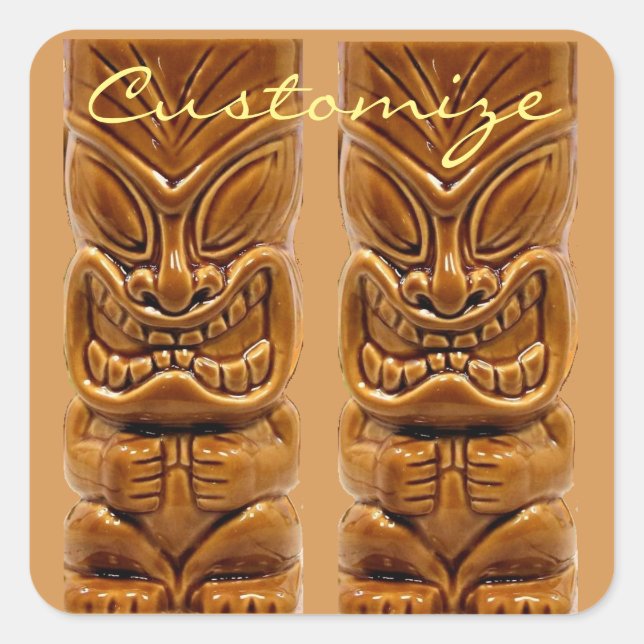 Gold Tiki Sculpture Thunder_Cove Air Freshener Square Sticker (Front)