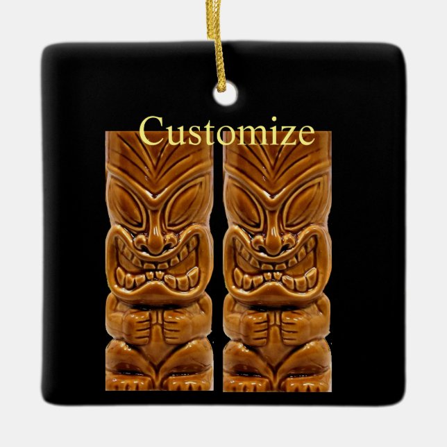Gold Tiki Sculpture Thunder_Cove  Ceramic Ornament (Front)
