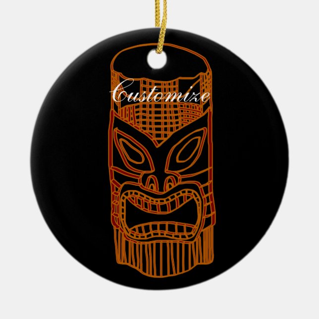 Gold Tiki Sculpture Thunder_Cove Ceramic Ornament (Front)